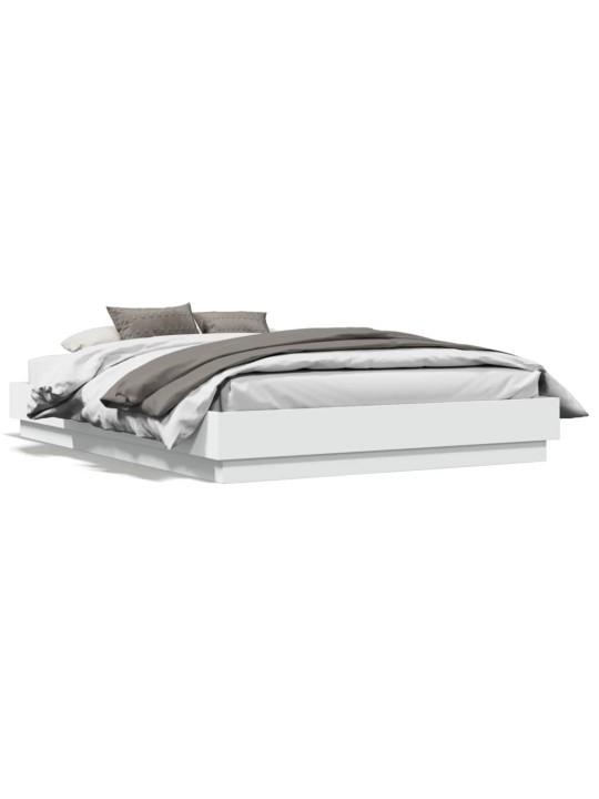Gultas rāmis ar LED, balts, 120x190 cm