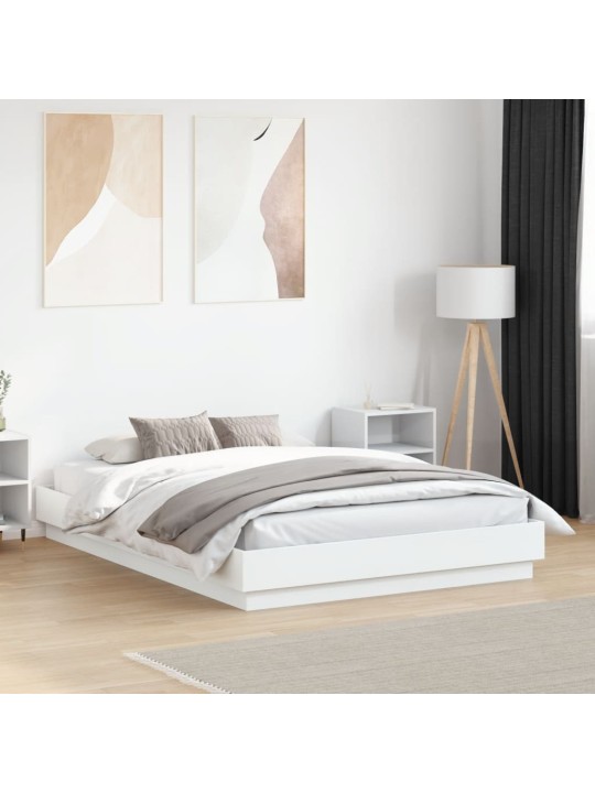 Gultas rāmis ar LED, balts, 120x190 cm
