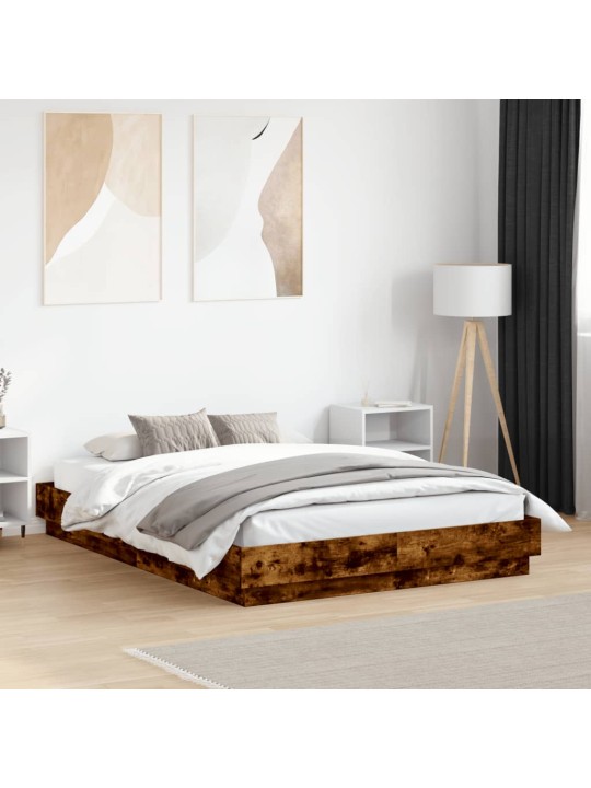 Gultas rāmis ar LED, ozolkoka krāsā, 120x190 cm