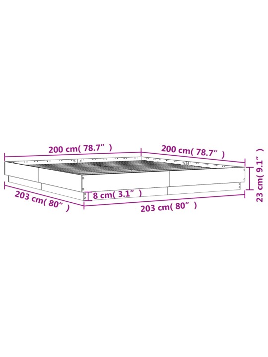 Gultas rāmis, ozolkoka krāsā, 200x200 cm, inženierijas koks