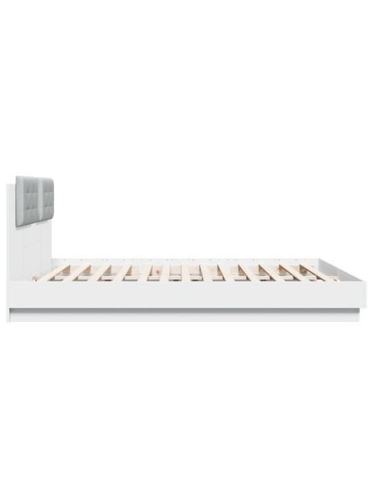 Gultas rāmis ar galvgali un LED, balts, 200x200 cm