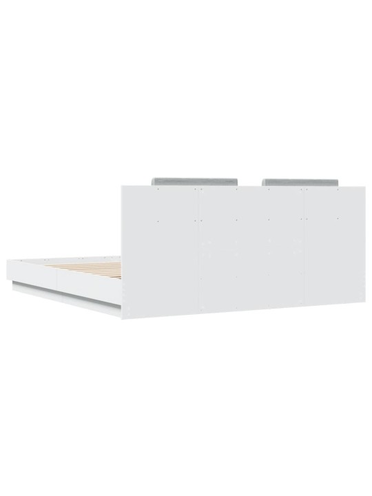 Gultas rāmis ar galvgali un led, balts, 180x200 cm