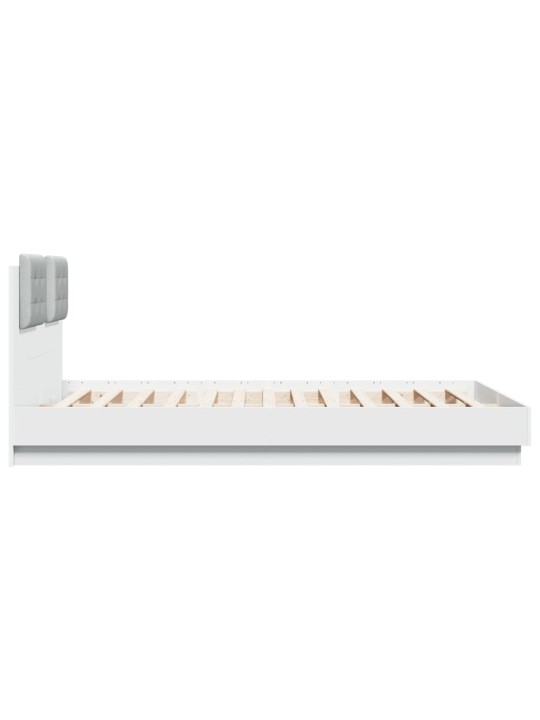 Gultas rāmis ar galvgali un led, balts, 150x200 cm