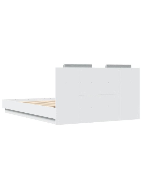 Gultas rāmis ar galvgali un led, balts, 150x200 cm