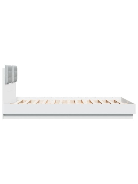 Gultas rāmis ar galvgali un LED, balts, 140x200 cm