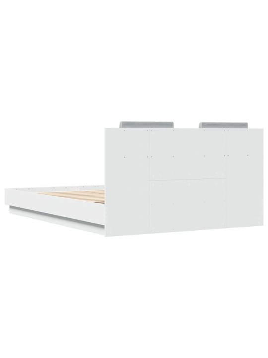 Gultas rāmis ar galvgali un led, balts, 120x200 cm