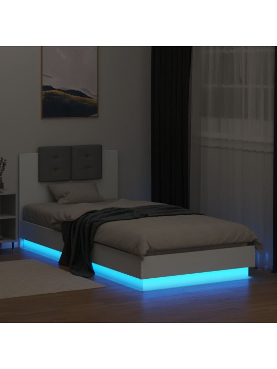 Gultas rāmis ar galvgali un led, balts, 100x200 cm