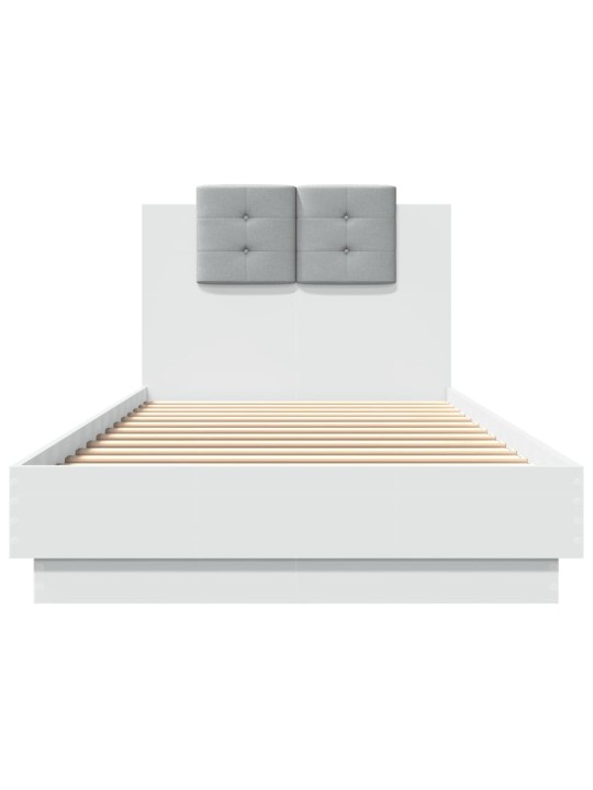 Gultas rāmis ar galvgali un led, balts, 100x200 cm