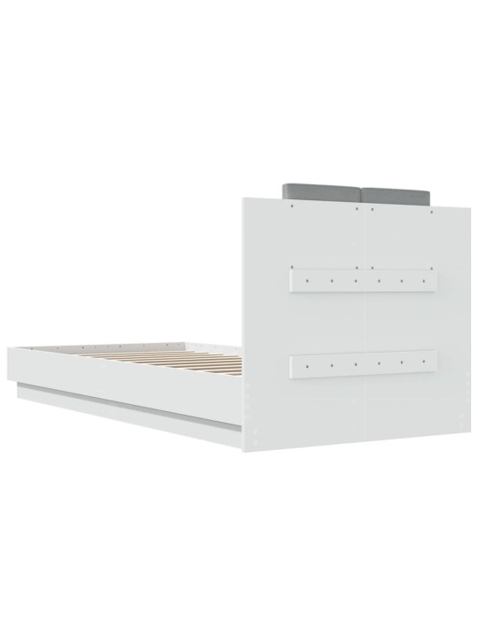 Gultas rāmis ar galvgali un led, balts, 100x200 cm