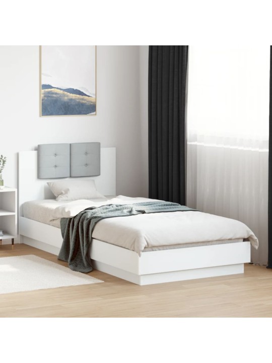 Gultas rāmis ar galvgali un led, balts, 100x200 cm