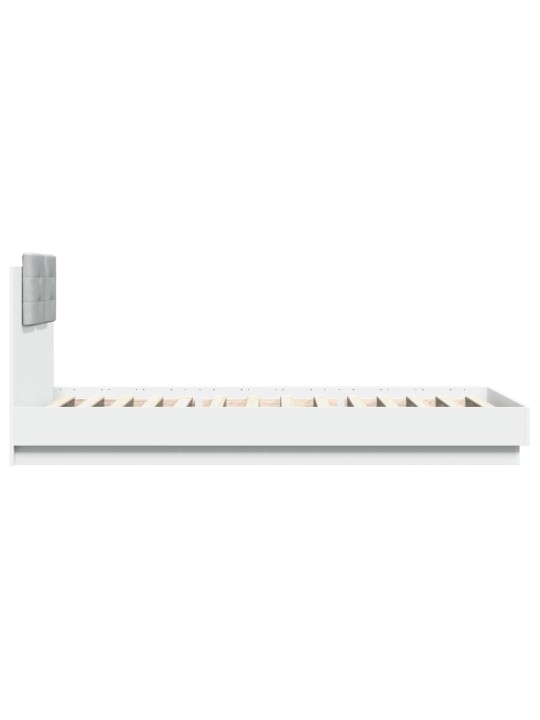 Gultas rāmis ar galvgali un led, balts, 90x200 cm
