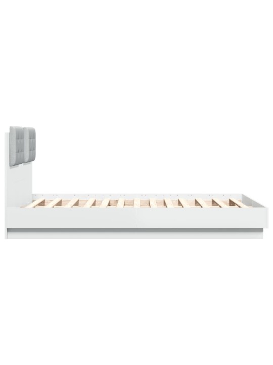 Gultas rāmis ar galvgali un led, balts, 135x190 cm