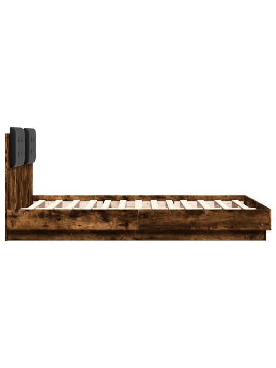 Gultas rāmis ar galvgali un led, koka krāsa, 120x190 cm