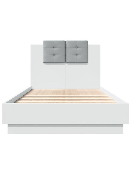 Gultas rāmis ar galvgali un led, balts, 90x190 cm