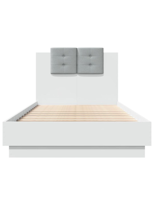 Gultas rāmis ar galvgali un led, balts, 75x190 cm