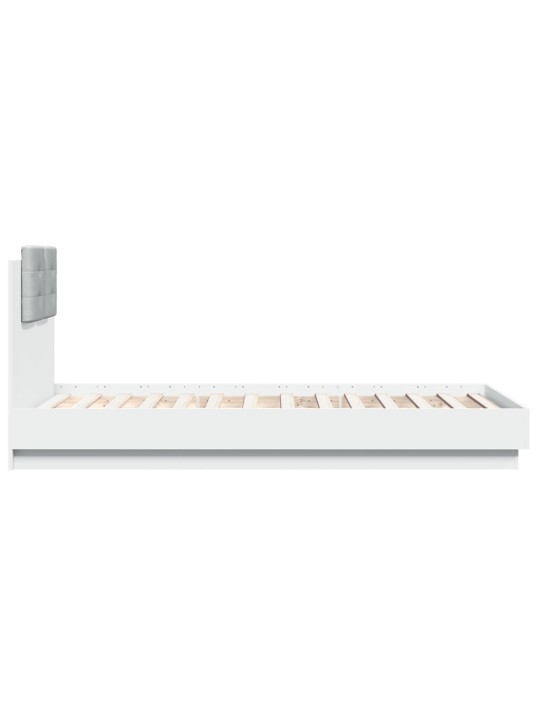 Gultas rāmis ar galvgali un led, balts, 75x190 cm