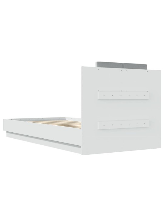 Gultas rāmis ar galvgali un led, balts, 75x190 cm