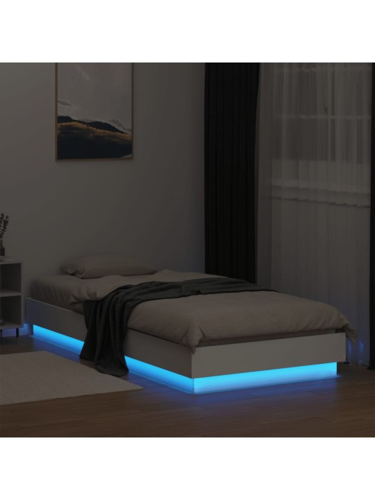Gultas rāmis ar LED, balts, 100x200 cm