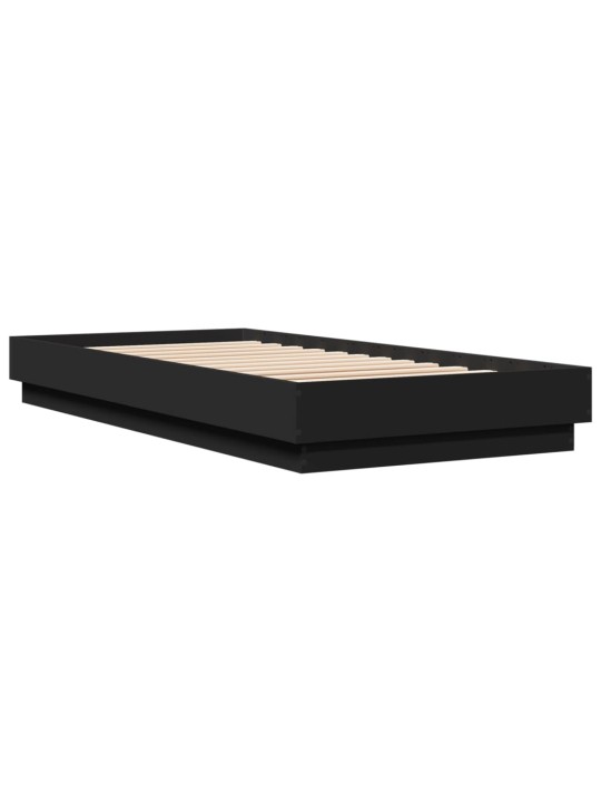 Gultas rāmis ar LED, melns, 100x200 cm