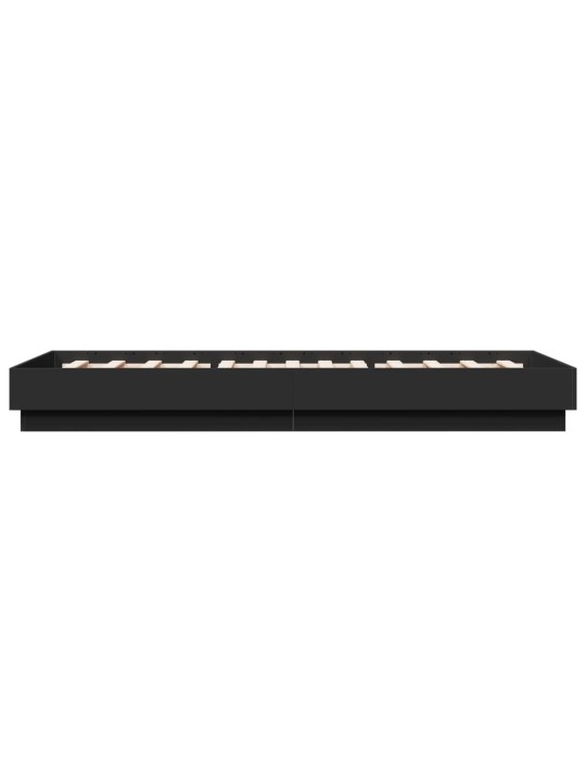 Gultas rāmis ar LED, melns, 100x200 cm