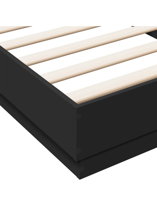 Gultas rāmis ar LED, melns, 100x200 cm