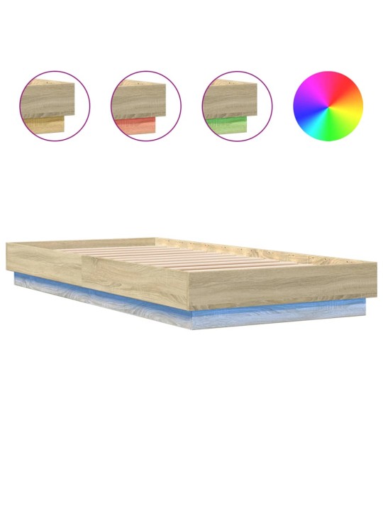 Gultas rāmis ar LED, ozolkoka krāsā, 100x200 cm