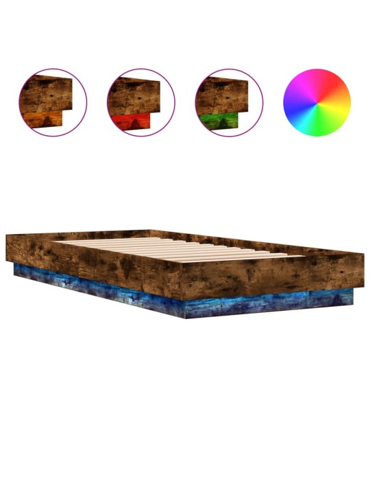 Gultas rāmis ar LED, ozolkoka krāsā, 100x200 cm