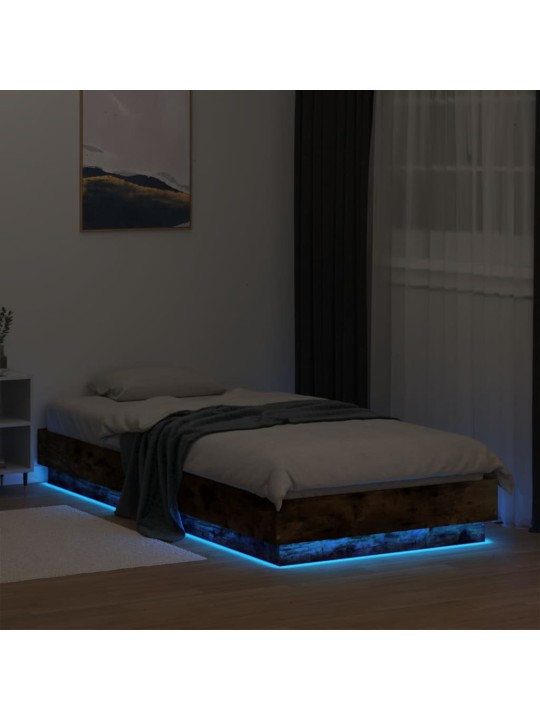 Gultas rāmis ar LED, ozolkoka krāsā, 100x200 cm