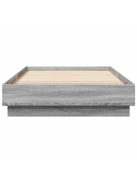 Gultas rāmis ar LED, pelēka ozolkoka, 100x200 cm