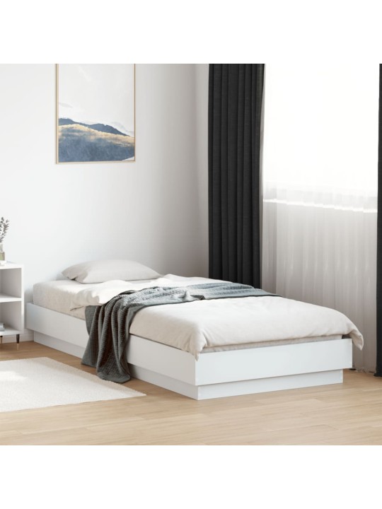 Gultas rāmis ar LED, balts, 90x200 cm