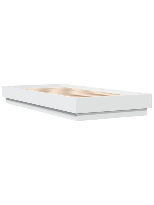 Gultas rāmis ar LED, balts, 90x200 cm