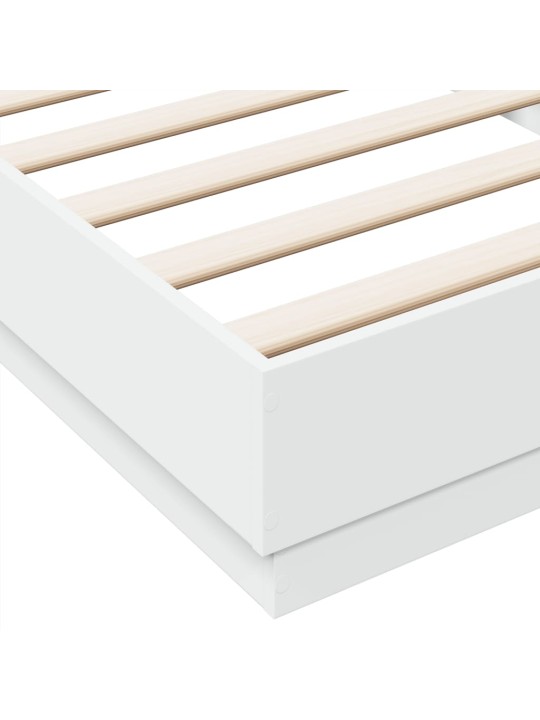 Gultas rāmis ar LED, balts, 90x200 cm