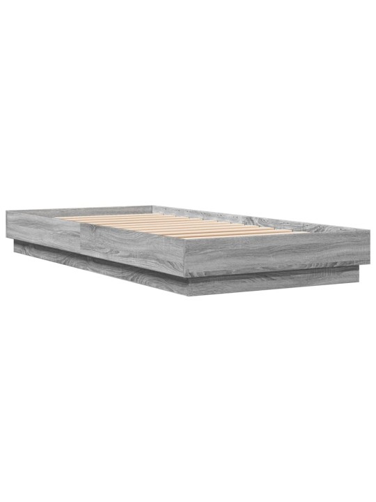 Gultas rāmis ar LED, pelēka ozolkoka, 90x200 cm