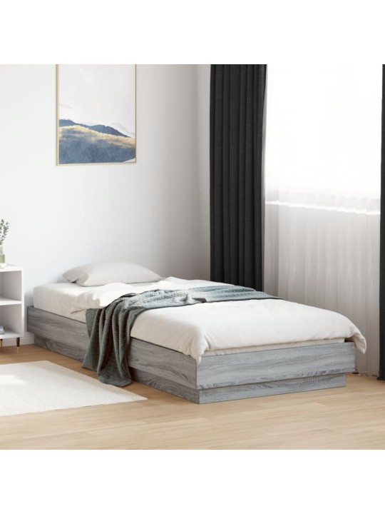 Gultas rāmis ar LED, pelēka ozolkoka, 90x200 cm