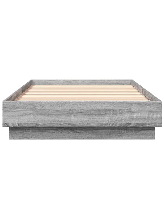Gultas rāmis ar LED, pelēka ozolkoka, 90x200 cm