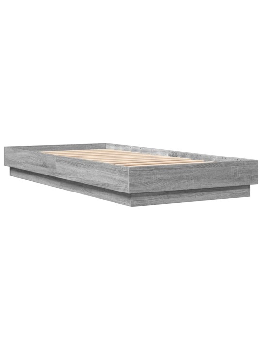 Gultas rāmis ar LED, pelēka ozolkoka, 90x200 cm