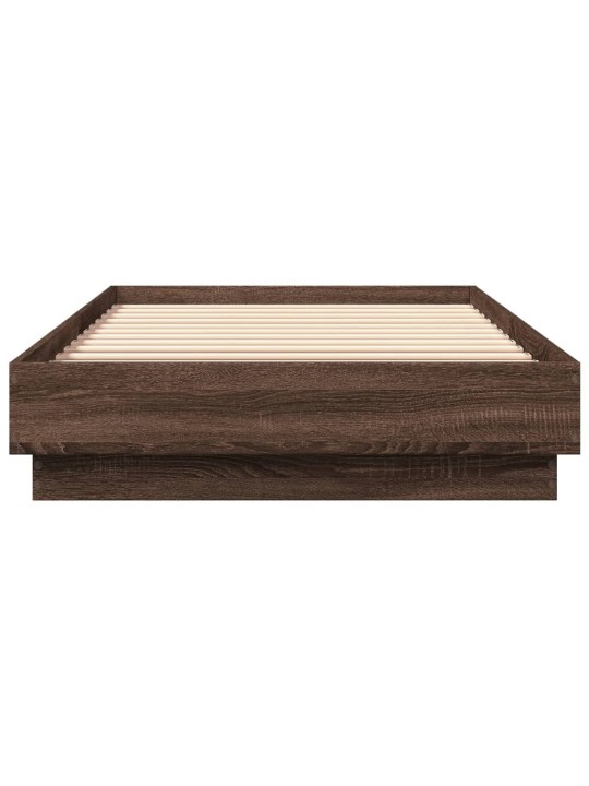 Gultas rāmis ar LED, brūna koka krāsa, 90x200 cm