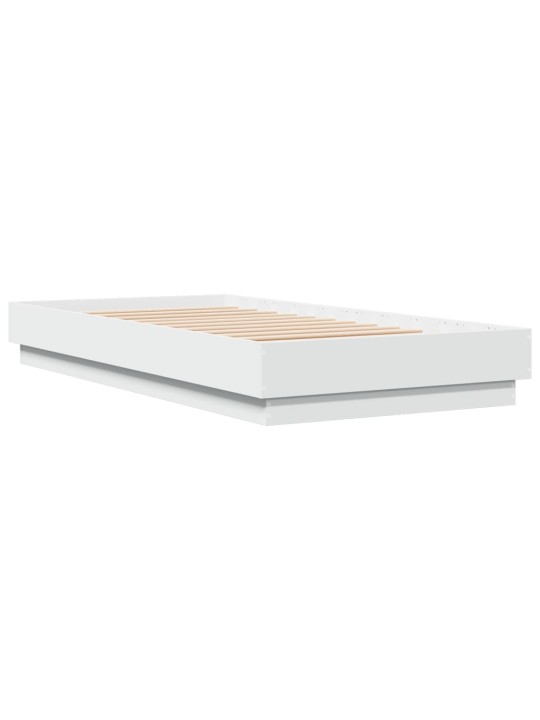 Gultas rāmis ar LED, balts, 90x190 cm