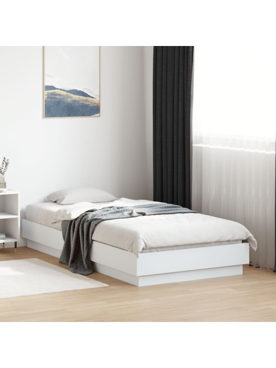 Gultas rāmis ar LED, balts, 90x190 cm