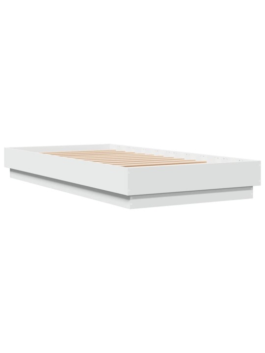 Gultas rāmis ar LED, balts, 90x190 cm