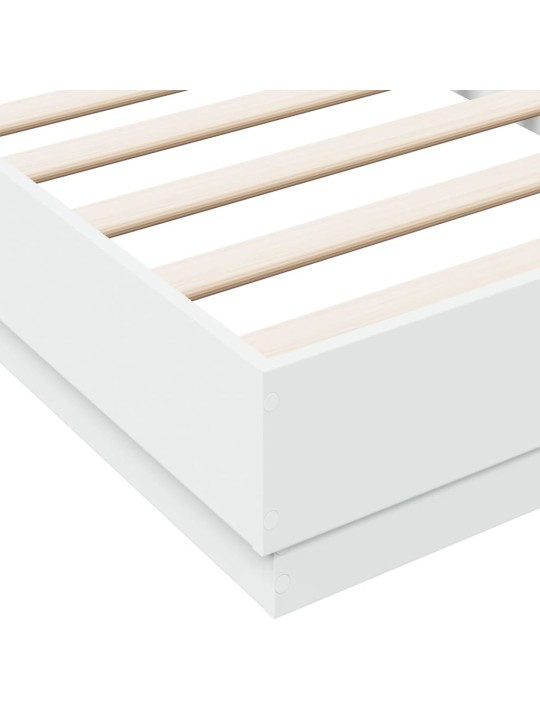 Gultas rāmis ar LED, balts, 90x190 cm