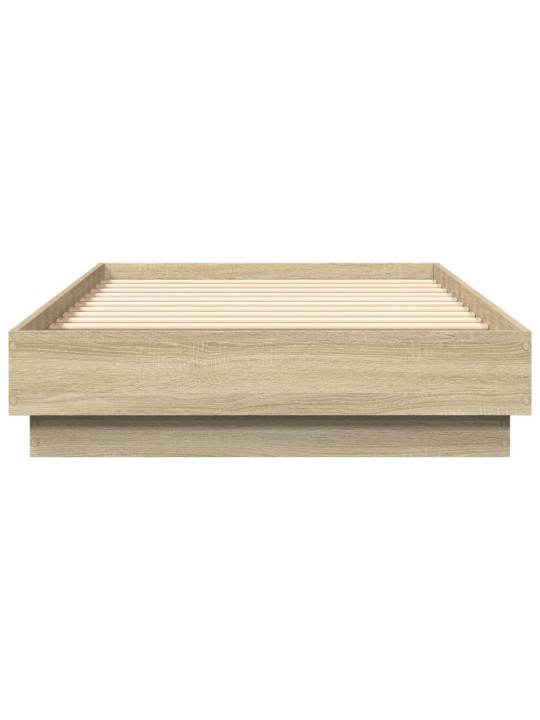 Gultas rāmis ar LED, koka krāsa, 90x190 cm
