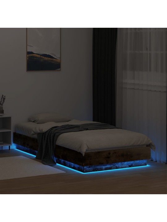 Gultas rāmis ar LED, ozolkoka krāsā, 90x190 cm