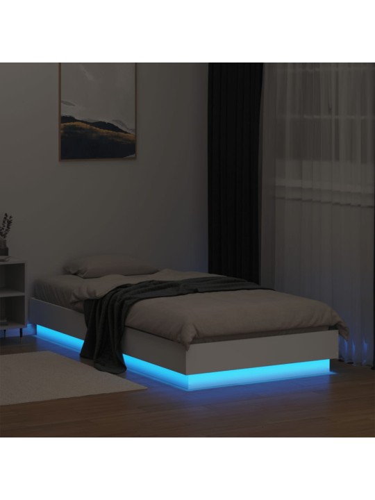Gultas rāmis ar LED, balts, 75x190 cm