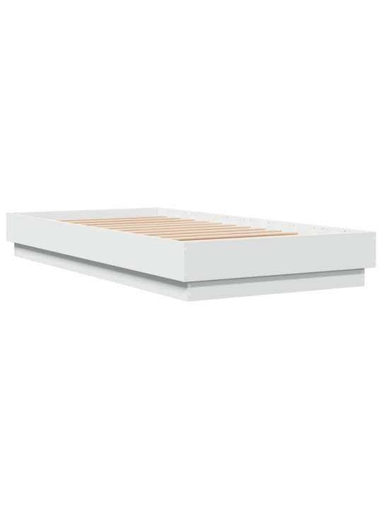 Gultas rāmis ar LED, balts, 75x190 cm