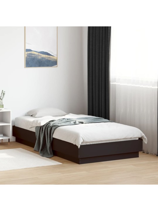 Gultas rāmis ar LED, melns, 75x190 cm