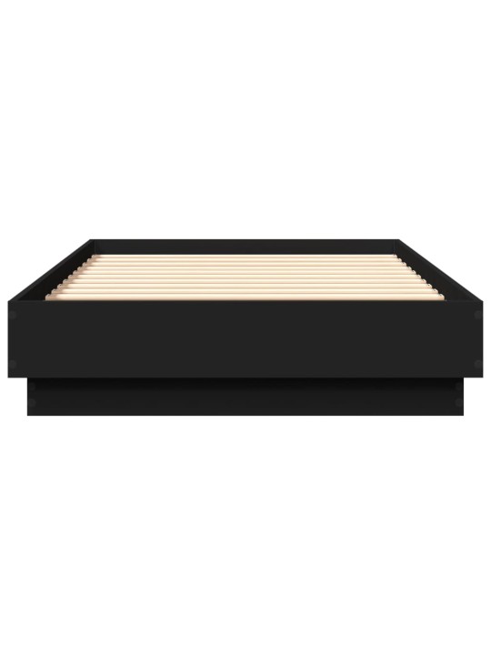 Gultas rāmis ar LED, melns, 75x190 cm