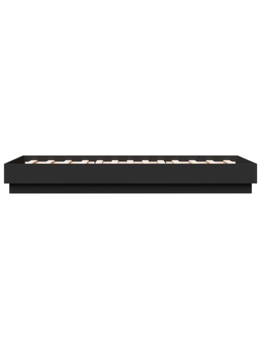 Gultas rāmis ar LED, melns, 75x190 cm