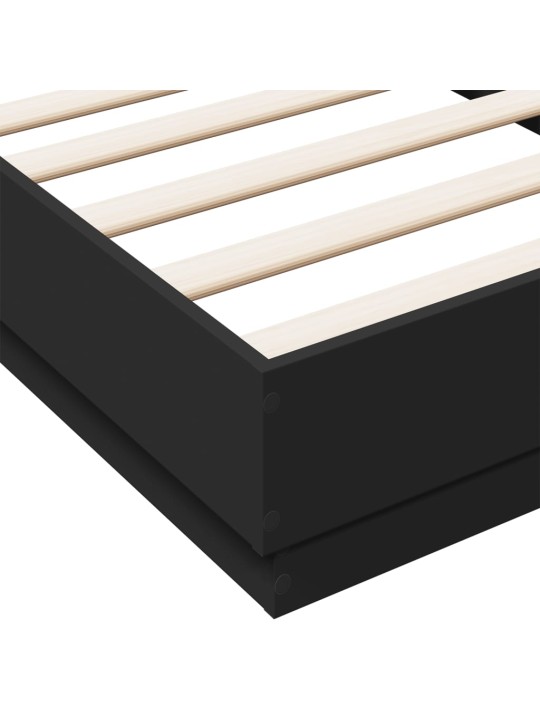 Gultas rāmis ar LED, melns, 75x190 cm