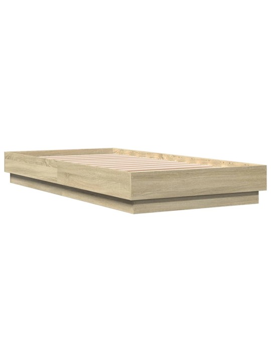 Gultas rāmis ar LED, koka krāsa, 75x190 cm